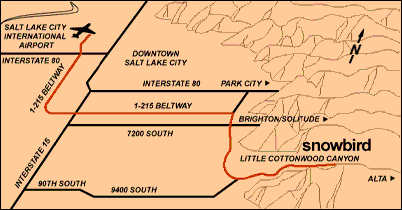 map of salt lake city airport to snowbird utah resort